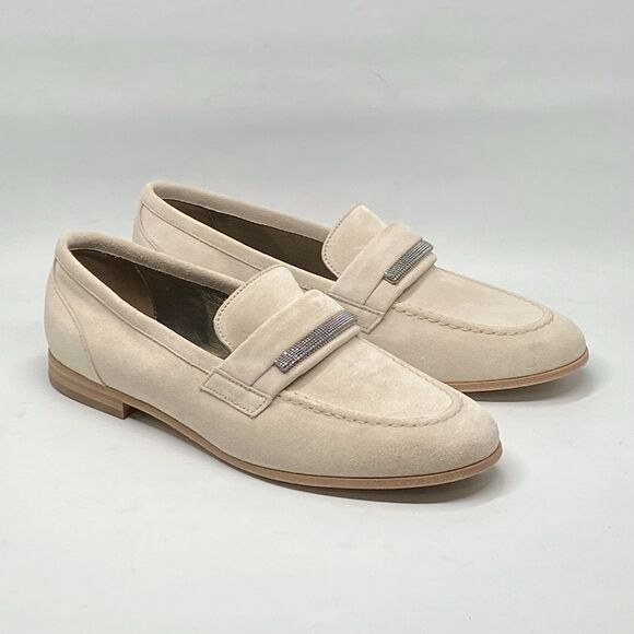 Brunello Cucinelli Embellished Suede Leather Loafers size 37